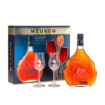 Meukow VSOP Cognac Geschenkpackung mit 2 Gläsern 70cl